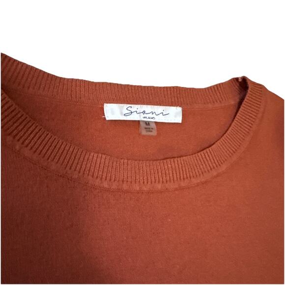 SIONI MILANO PLUS SIZE M RUSSET ORANGE SWEATER LACE SLEEVES FALL AUTUMN PUMPKIN - Picture 6 of 11